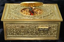 Swiss singing bird gilt music box