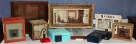 Custom miniature rooms including a completely furnished diorama msde and signed Eugene Kupjack (google that)