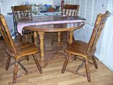 Oak table with extension and 4 chairs