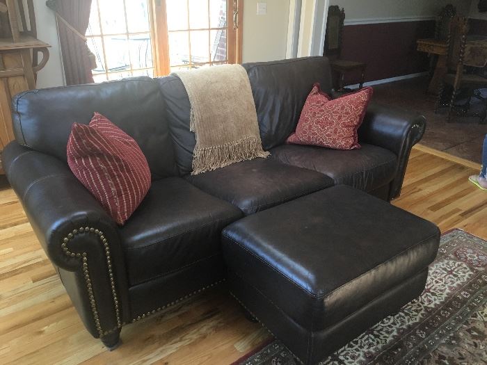 Leather sofa Pair