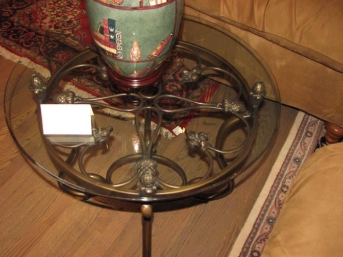 glass top side table