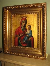 Russian icon. Holy Mother and the Christ Child. The state seals are present, as required.