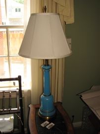 blue milk glass lamp