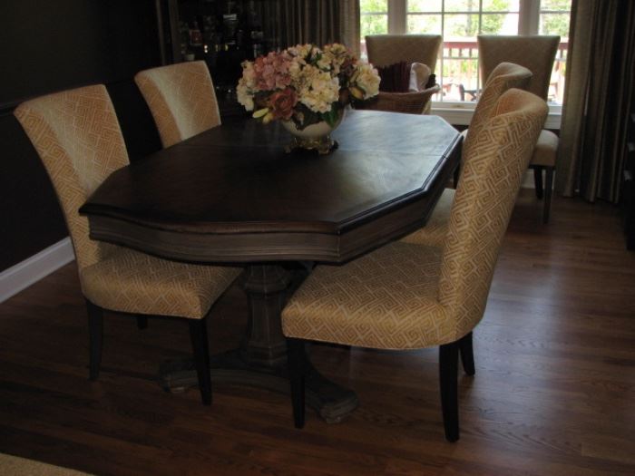 dual pedestal dining table with 8 chairs
