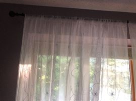 Pottery Barn Embroidered Sheer Drapery Panels (4)