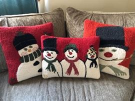 Needlepoint Snowmen Pillows from Sundance Catalog