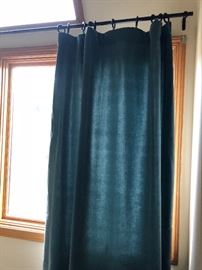 Blue Velvet Drapery Panels (2) From Pottery Barn with Ring Clips