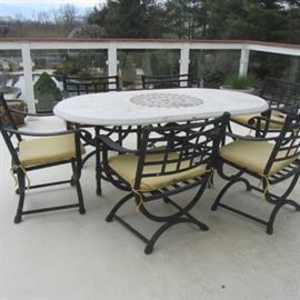THERE ARE 2 SETS OF THESE TABLES AND CHAIRS(6 EACH)