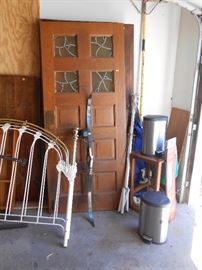 Queen Brass Bed, Bear Kodiak Bow, Solid wood Stained glass Exterior Doors