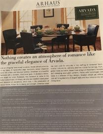 Arhaus "Arvada" Iron Based Sheesham Solid Wood Dining Table w 6 Jordan Side Chairs
Solid Sheesham Wood, Hand-Sanded and Hand-Finished w/ Solid Hand-Forged Iron Base