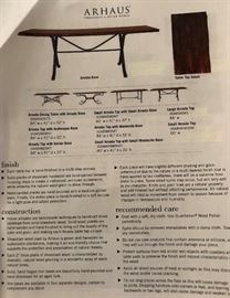 Arhaus "Arvada" Iron Based Sheesham Solid Wood Dining Table w 6 Jordan Side Chairs
Solid Sheesham Wood, Hand-Sanded and Hand-Finished w/ Solid Hand-Forged Iron Base