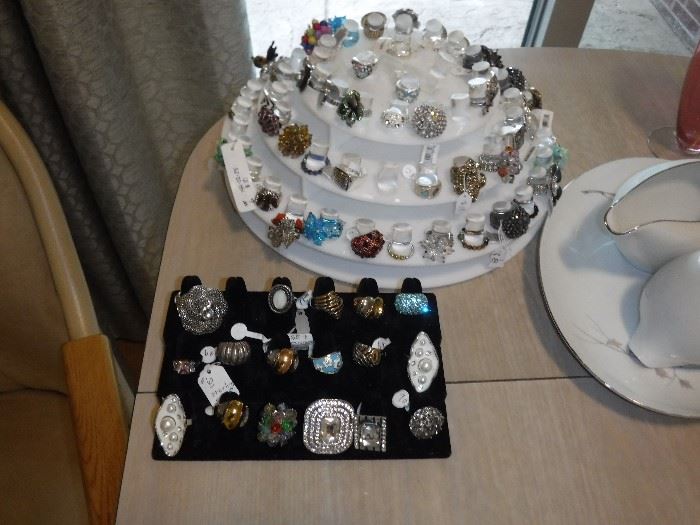 Glitzy cocktail rings.