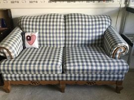 Blue plaid settee loveseat we have cover for in blue plaid also