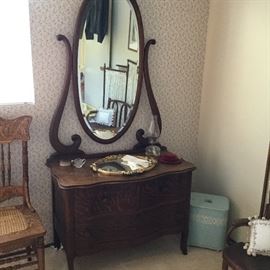 SWEET two drawer dresser with full length mirror on artistic harp