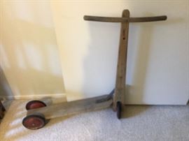 Antique razor, scooter, see printed detail on handle pole, will try to decipher