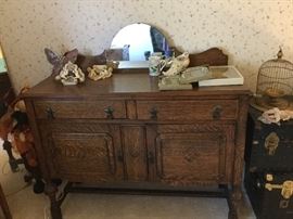 Buffet  cabinet, back with center half circle mirror comes off if you prefer plain, lovely finish