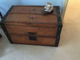Sweet small trunk, one of many treasures from east coast antique shopping for many years 