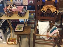 Chair with no seat makes great display, child size square table, 