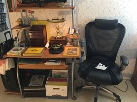 Great computer or student work desk, complete with side holder if you have the old tower version, snap off if not, or use for printer supplies, office chair nice