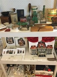 A touch more dickens village dept 56, plenty of light cords, FUN kitchen, flatirons, planer, etc.