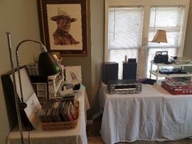JOHN WAYNE PICTURES, CD'S, STEREO  COMPONENTS, RADIO, CD PLAYER, OFFICE .