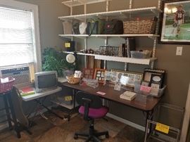 TV, OFFICE, FRAMES, SPORTS  COLLECTIBLES, TABLES AND OFFICE CHAIR.