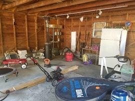 OUTDOOR HEATER, EDGER,  WEED EATER, LAWN EQUIP, SHOP VAC, REFRIGERATOR, WINDOW SCREENS, ETC.