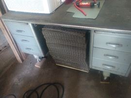 metal desk plus rubber floor tile about 1800 square feet