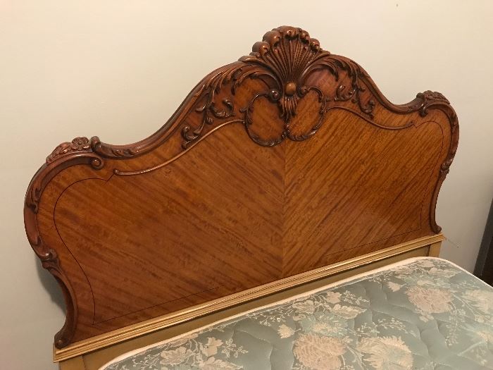 Gorgeous pair of antique twin headboards & footboards (matching tall dresser and vanity desk, and nightstand)