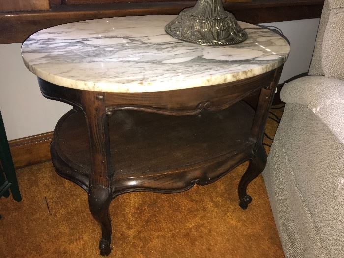 Marble topped end table
