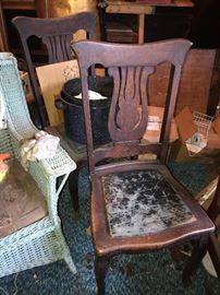 Huge selection of antique and vintage wood chairs