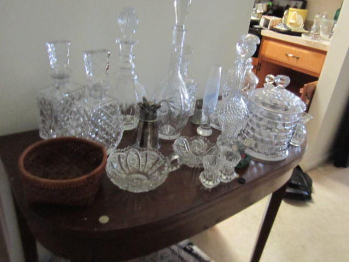 Crystal decanters, etc.