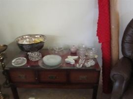 End table - silver plate punch bowl