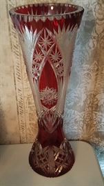 Lead Crystal Ruby Vase