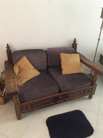 over 100 year old wood love seat