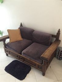over 100 year old wood love seat