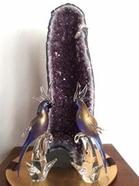 Large Amethyst Geode - Murano BIrds