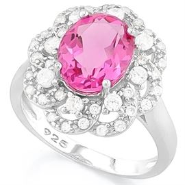 3.5CT Created Ruby and Dia SS Ring