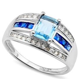 Baby swiss blue topaz and sapphire 
