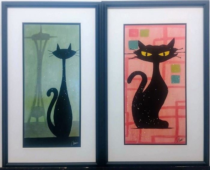 Mid century modern cats by Amos
