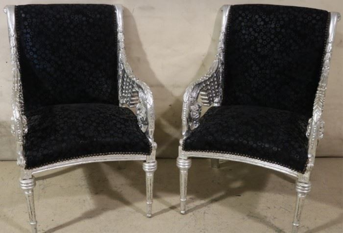 Silvered pair arm chairs