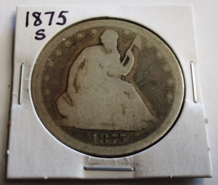 1875 S Seated Liberty silver coin