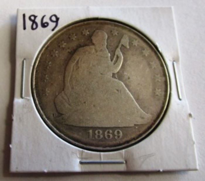 1869 Seated Liberty silver coin