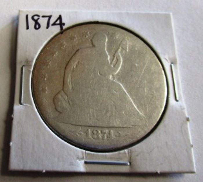 1874 Seated Liberty silver coin