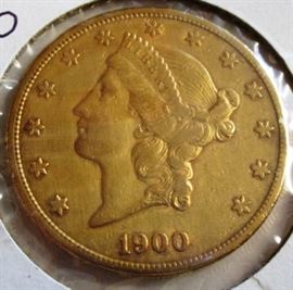 1900 Gold twenty dollar coin