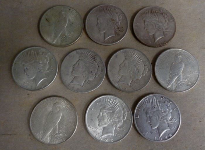 Several Peace silver dollars