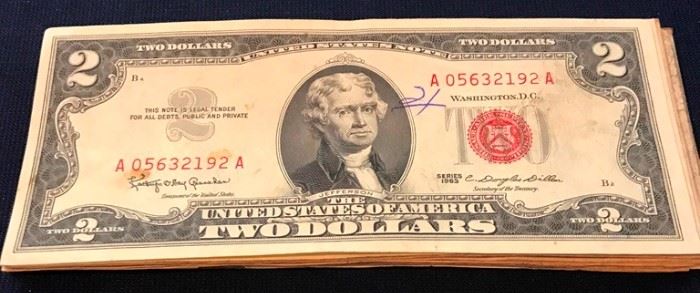 100 Red seal $2 bills
