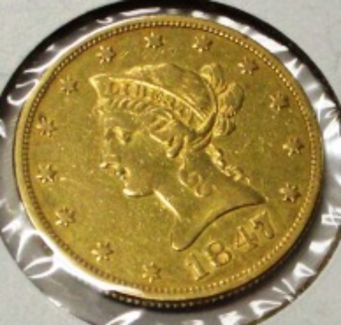 1847 $10.00 Liberty gold coin