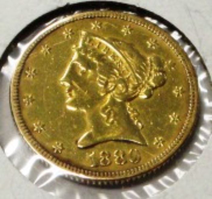 1880 $5.00 Liberty gold coin