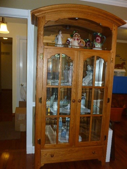 Beautiful solid oak lighted curio (touch light)